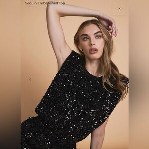 Endless Rose Sequin Embellished Tank Top | Black | Size Small | NWT